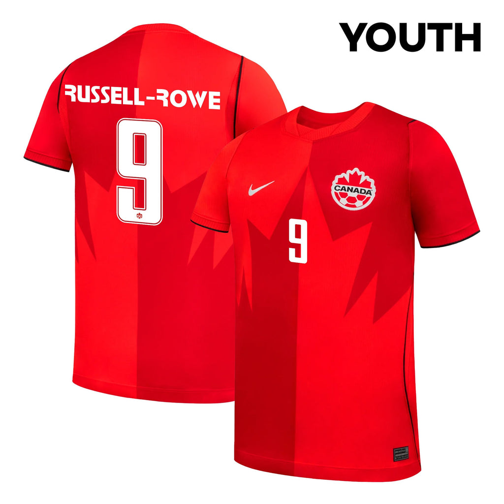 Jacen Russell-Rowe 9 Youth Canada National Team 2026 Home Jersey - Red