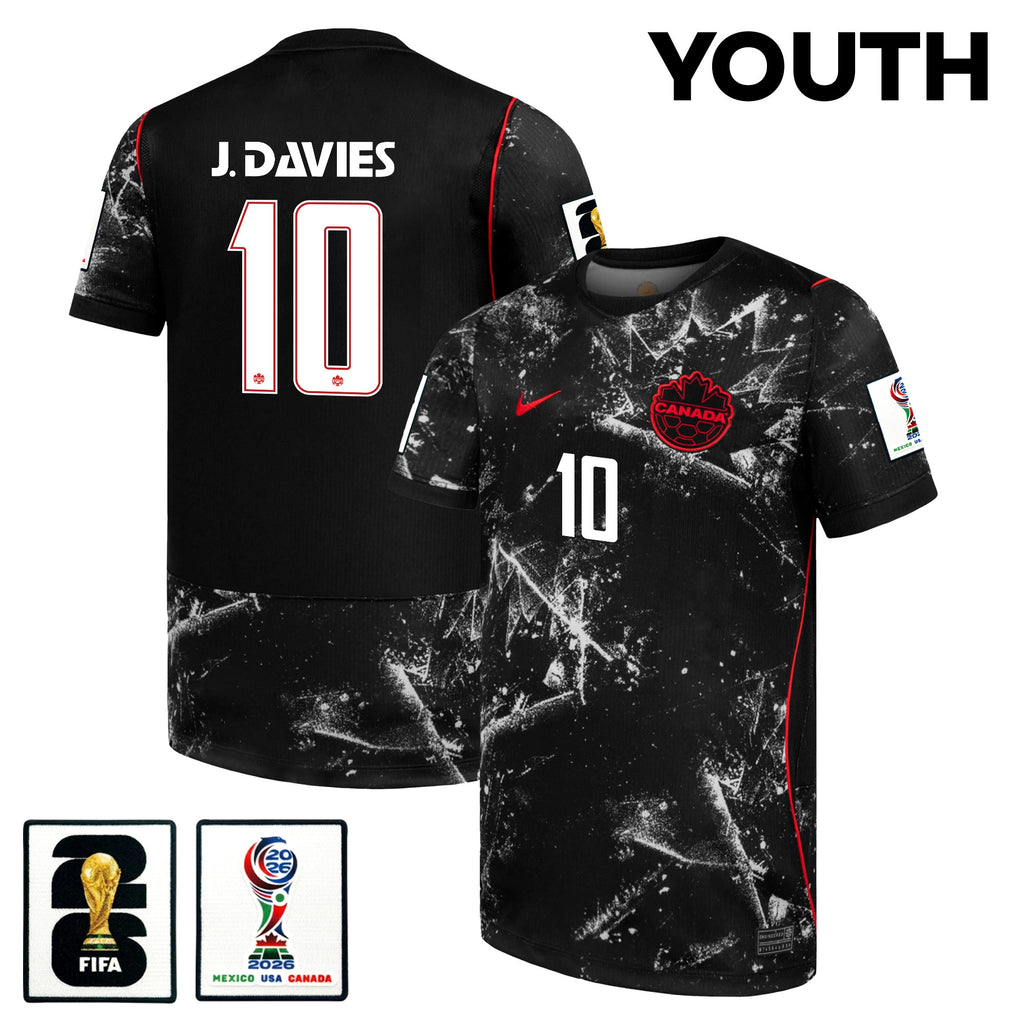 Jonathan David 10 Youth Canada National Team 2026 Away Jersey - Black