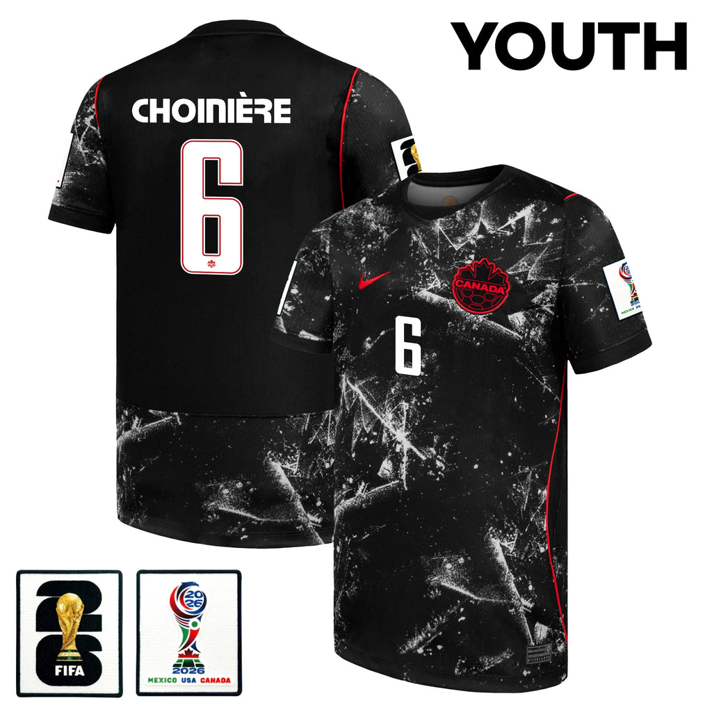 Mathieu Choinière 6 Youth Canada National Team 2026 Away Jersey - Black