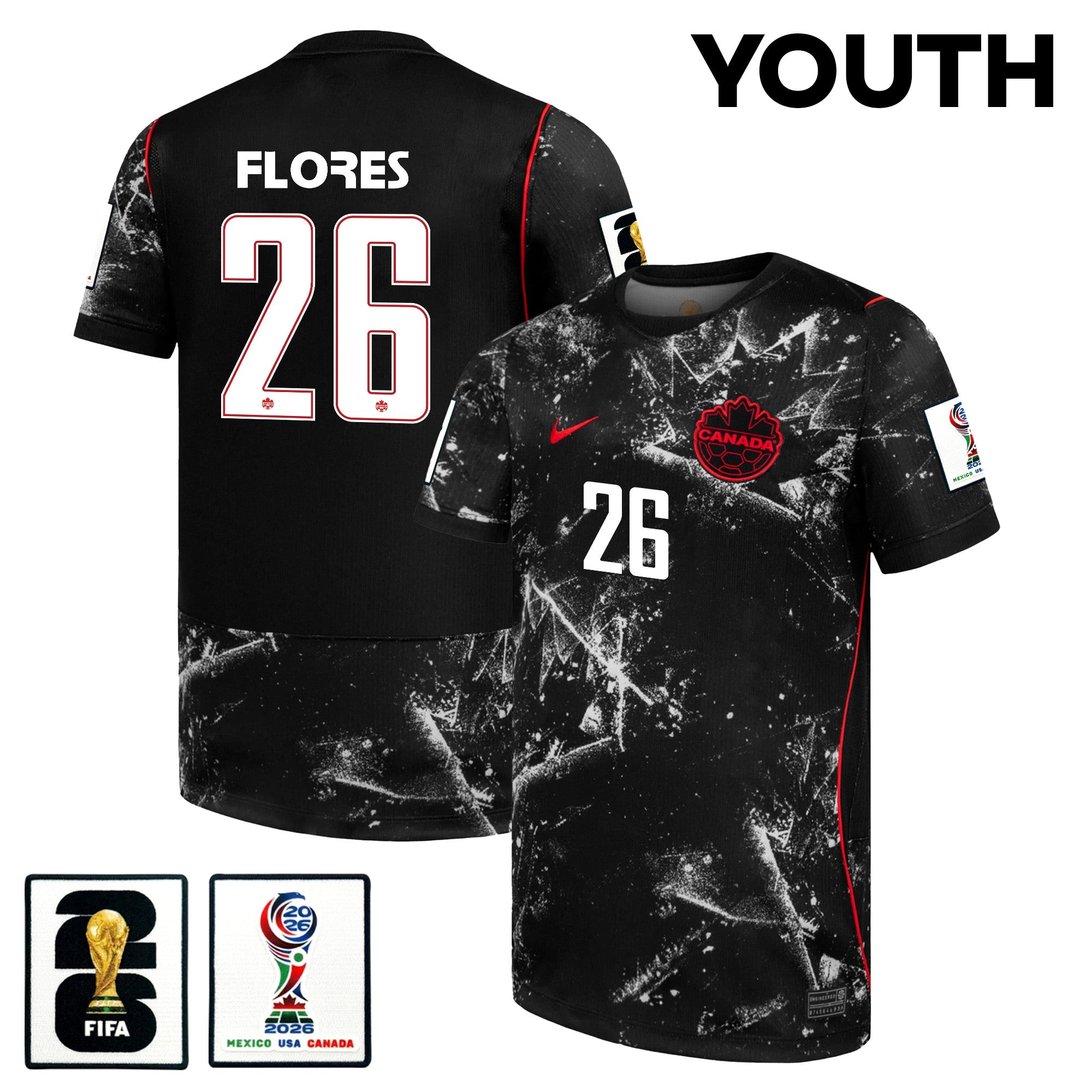 Marcelo Flores 26 Youth Canada National Team 2026 Away Jersey - Black
