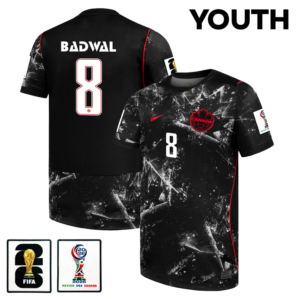 Jeevan Badwal 8 Youth Canada National Team 2026 Away Jersey - Black