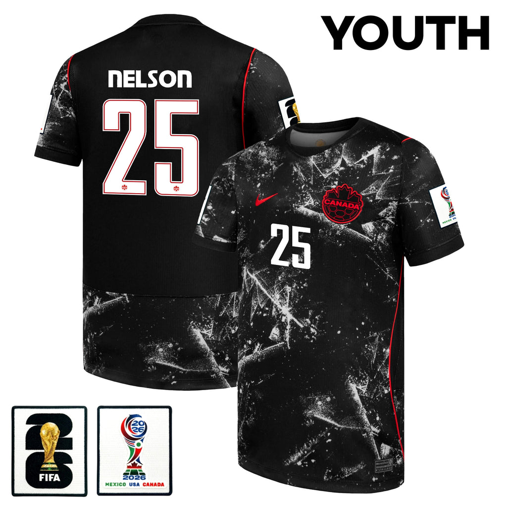 Jayden Nelson 25 Youth Canada National Team 2026 Away Jersey - Black