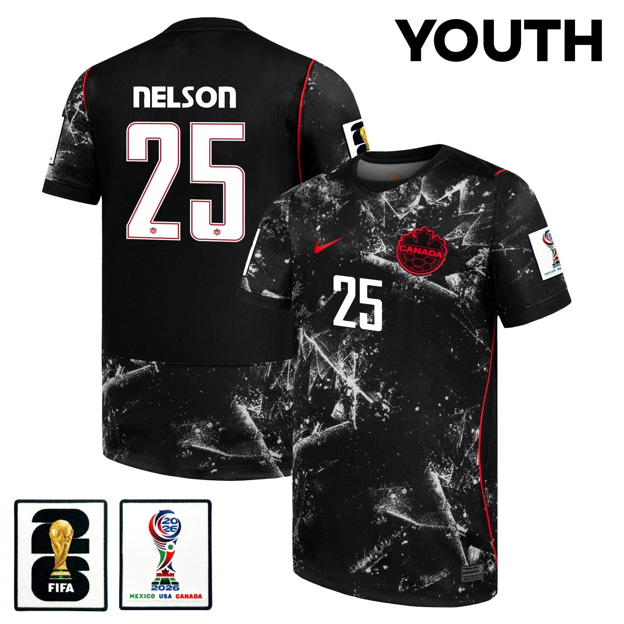 Jayden Nelson 25 Youth Canada National Team 2026 Away Jersey - Black