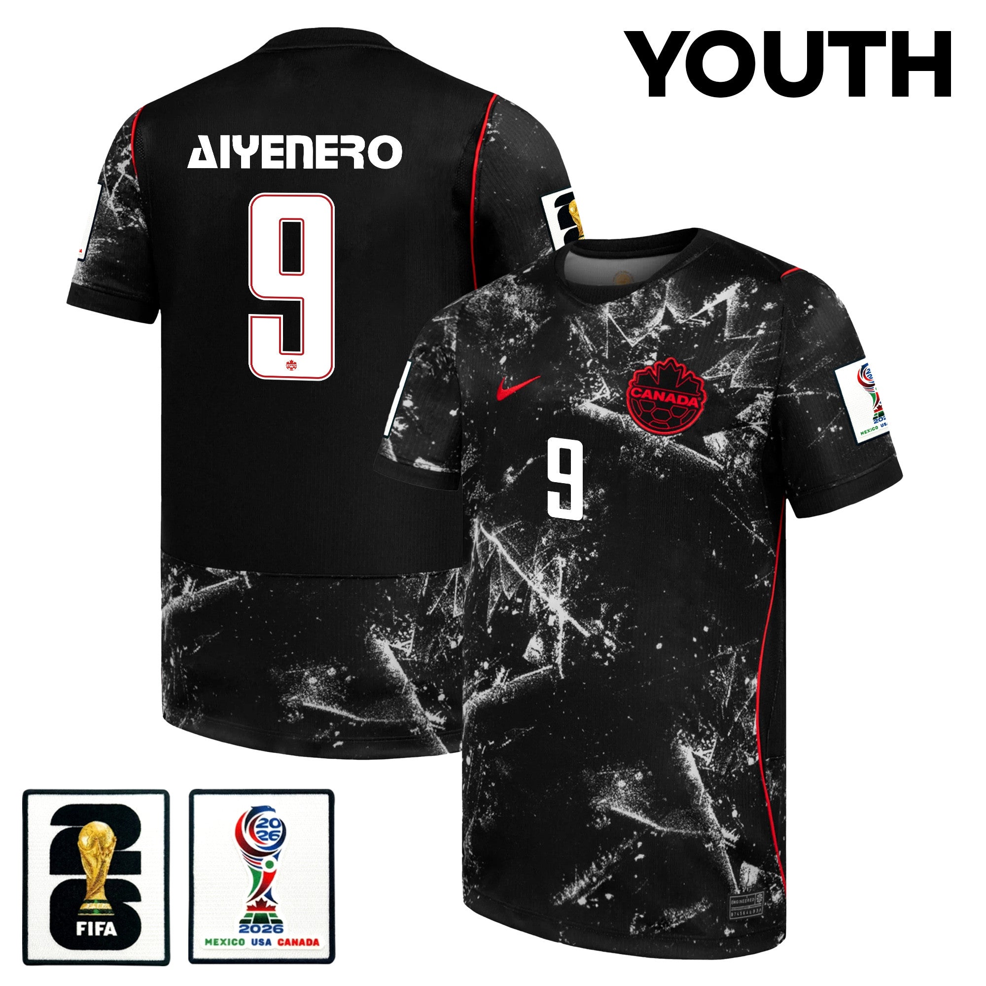 Marius Aiyenero 9 Youth Canada National Team 2026 Away Jersey - Black