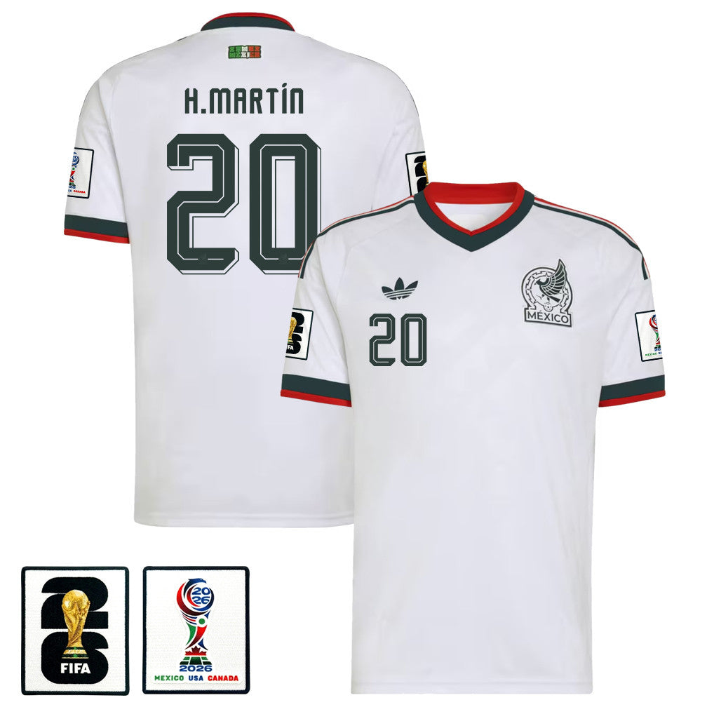 Henry Martín 20 Mexico National Team 2026 x World Cup Patch Away Jersey - White, Men
