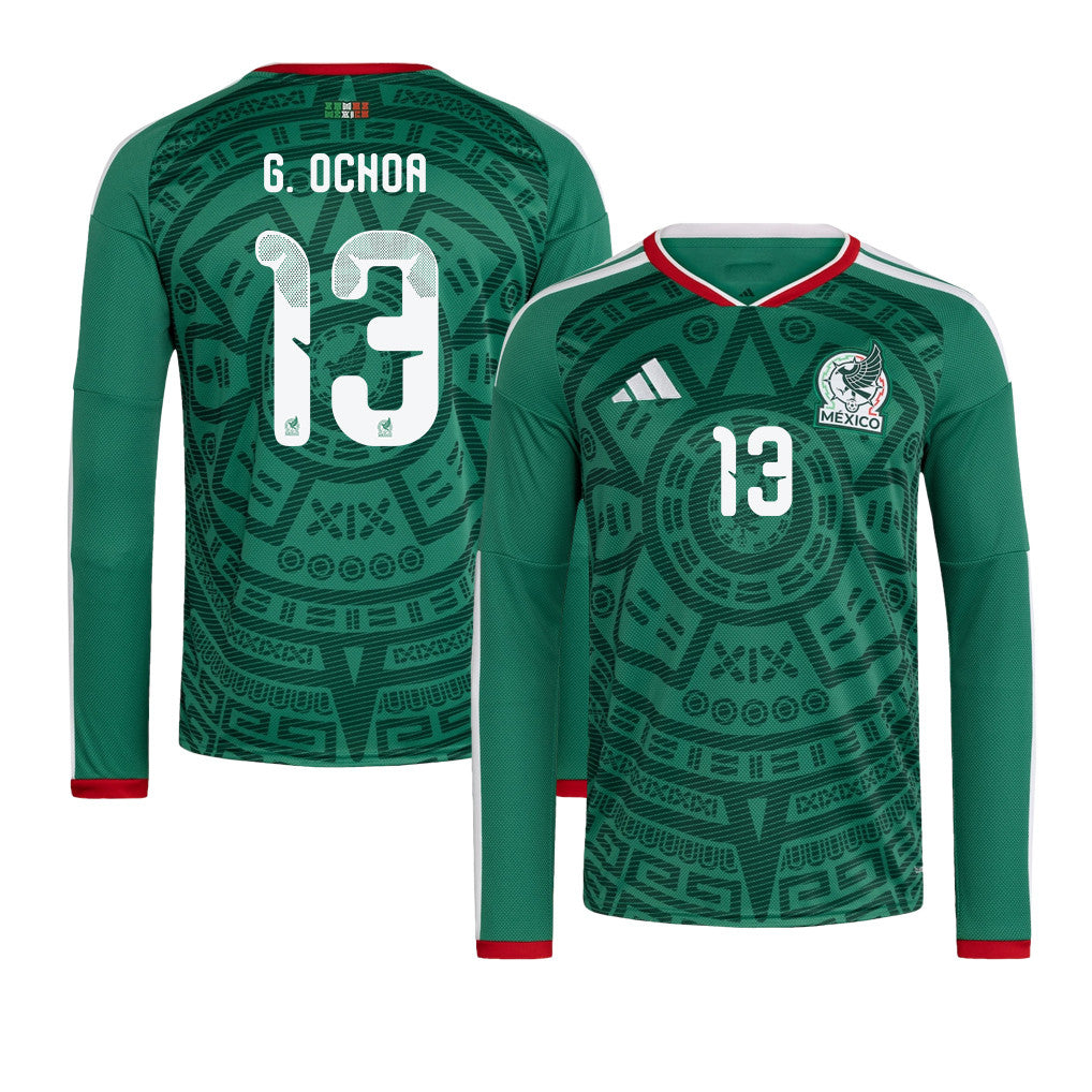 Guillermo Ochoa 13 Mexico National Team 2026 Home Long Sleeve Jersey - Green