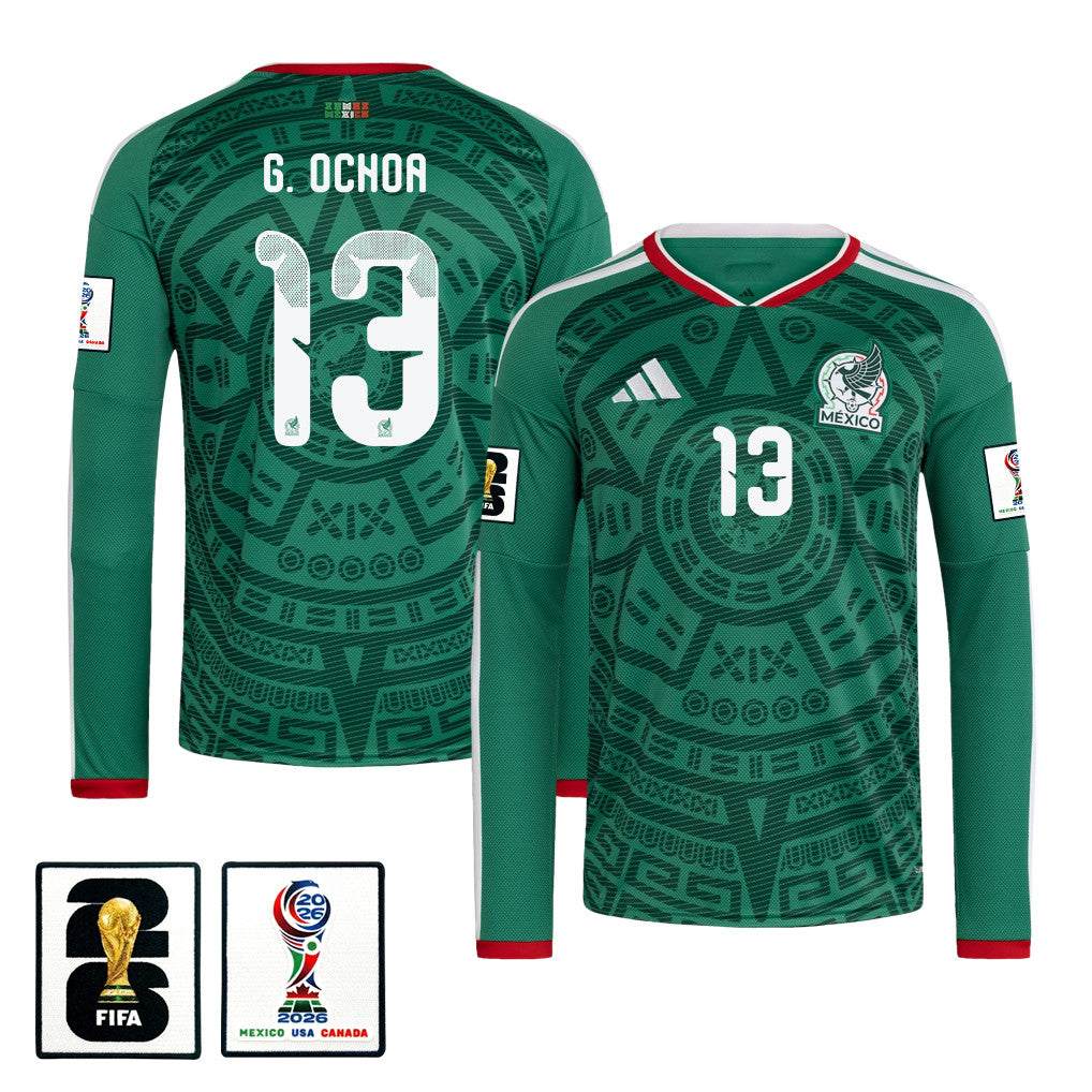 Guillermo Ochoa 13 Mexico National Team 2026 Home Long Sleeve Jersey - Green