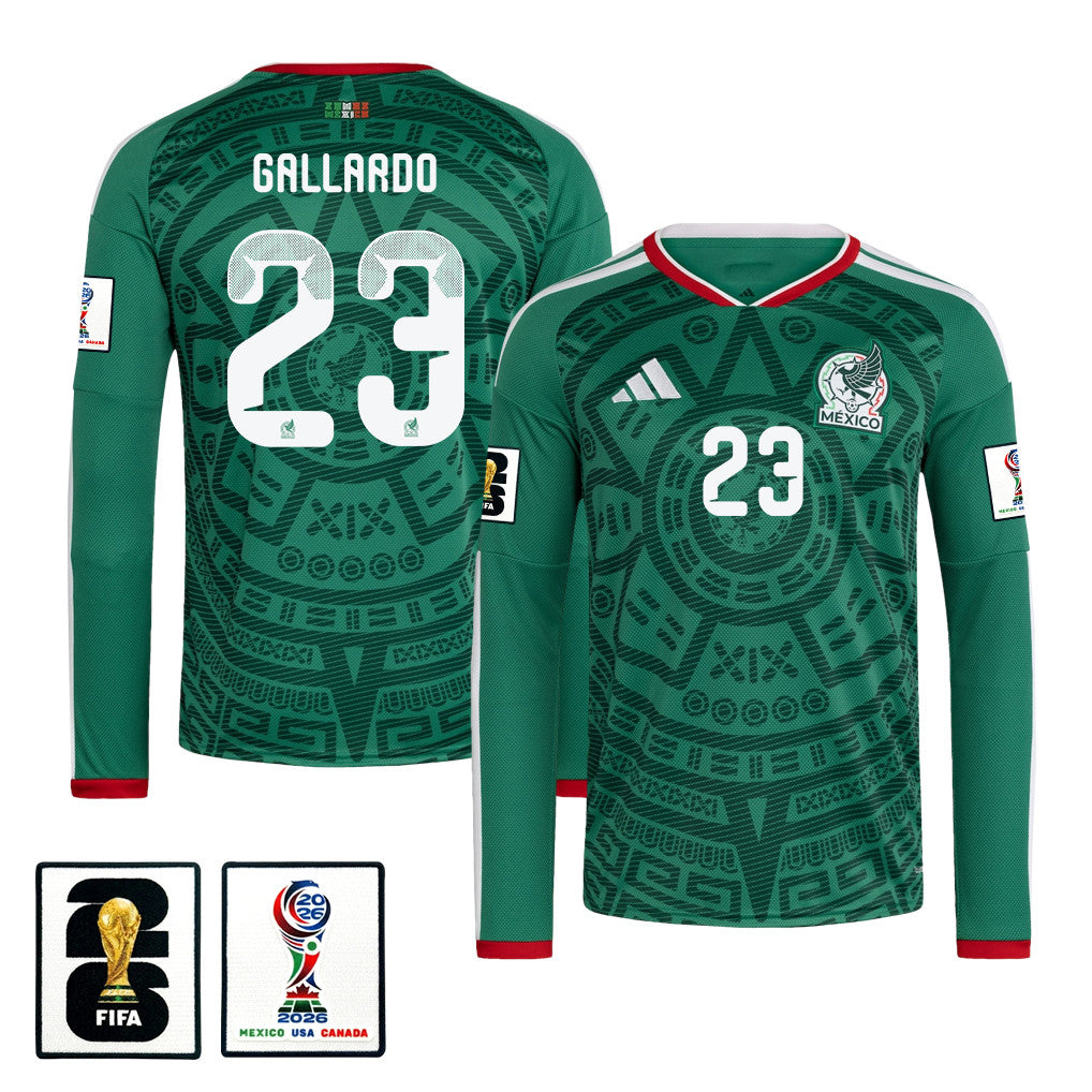 Jesús Gallardo 23 Mexico National Team 2026 Home Long Sleeve Jersey - Green