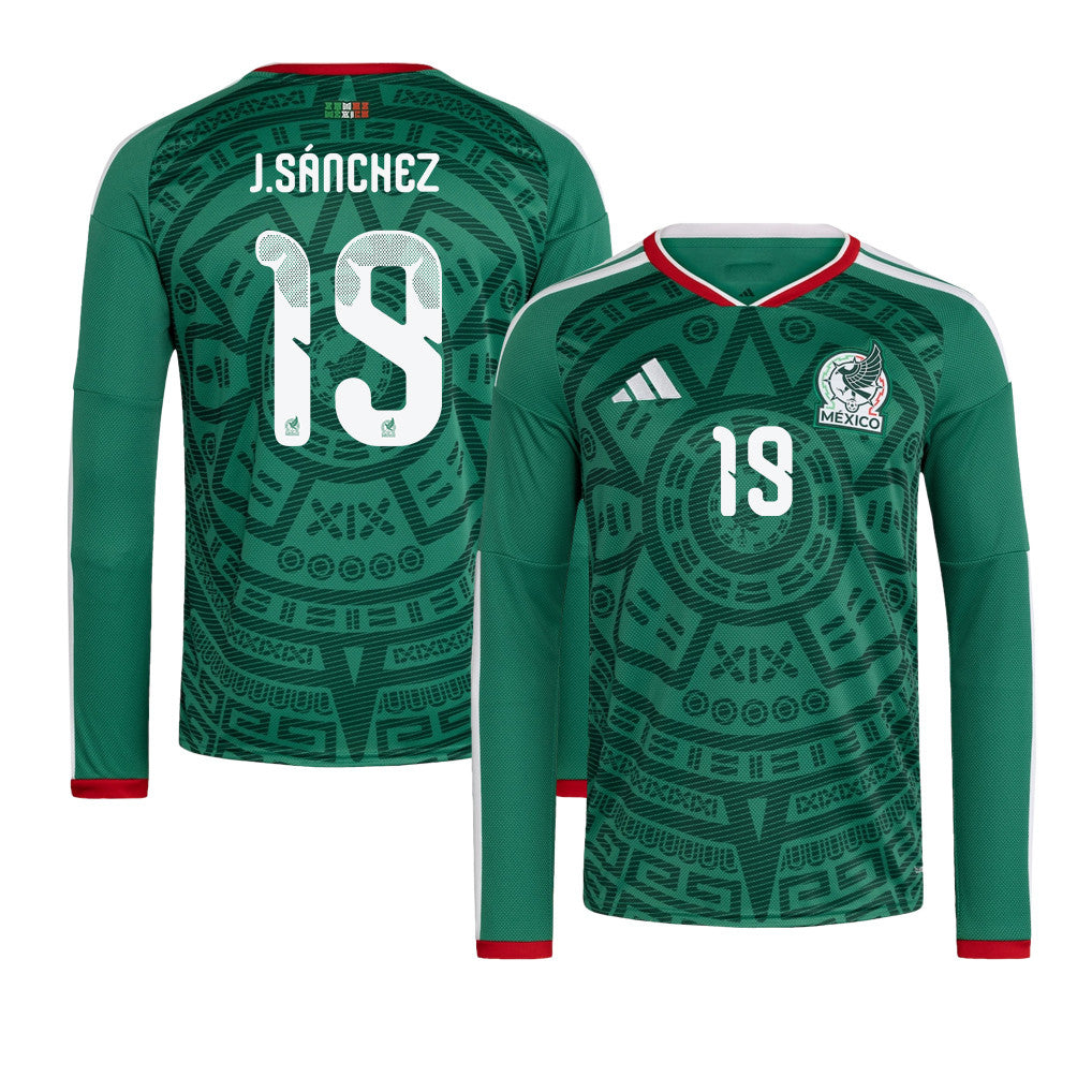 Jorge Sánchez 19 Mexico National Team 2026 Home Long Sleeve Jersey - Green