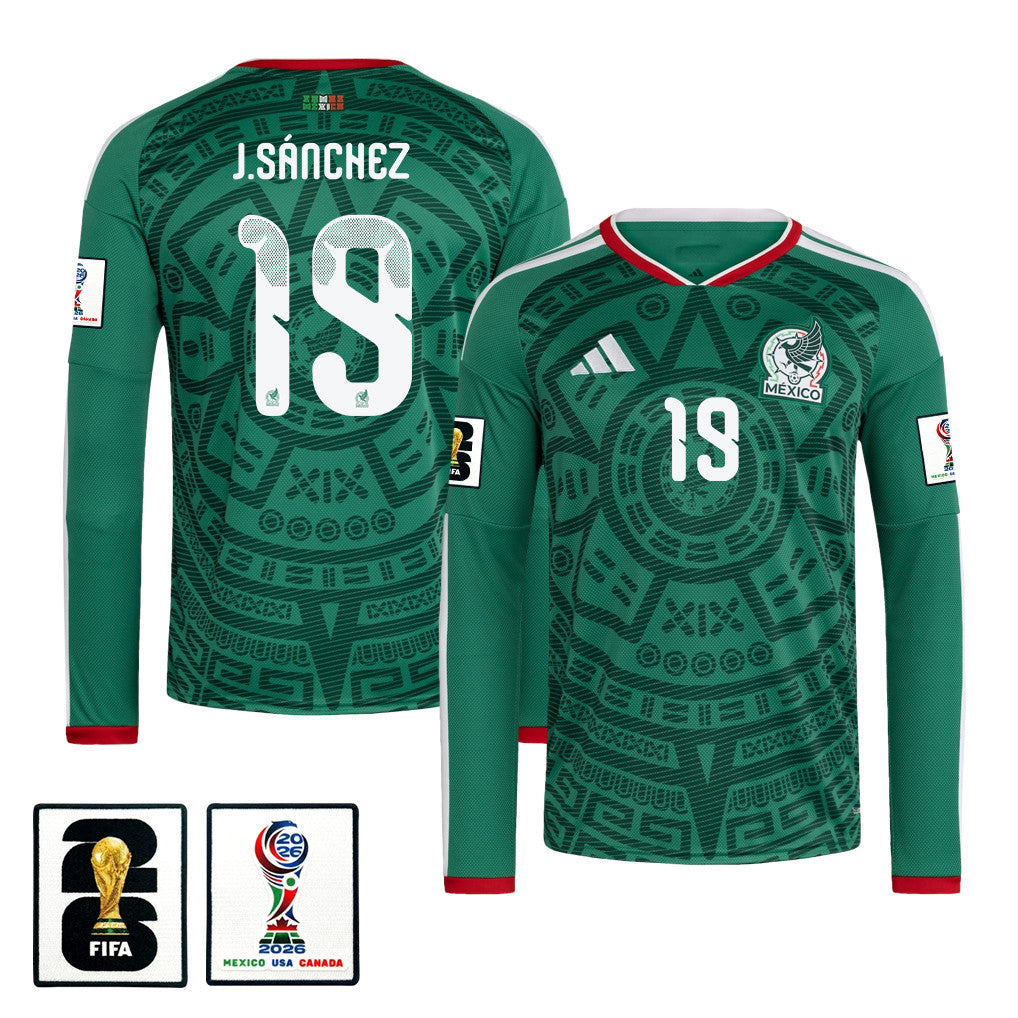 Jorge Sánchez 19 Mexico National Team 2026 Home Long Sleeve Jersey - Green