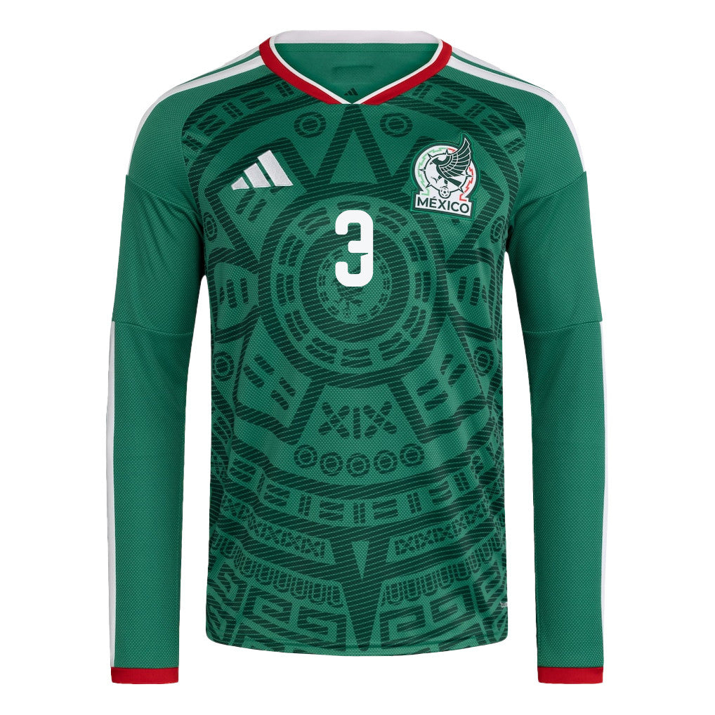 César Montes 3 Mexico National Team 2026 Home Long Sleeve Jersey - Green