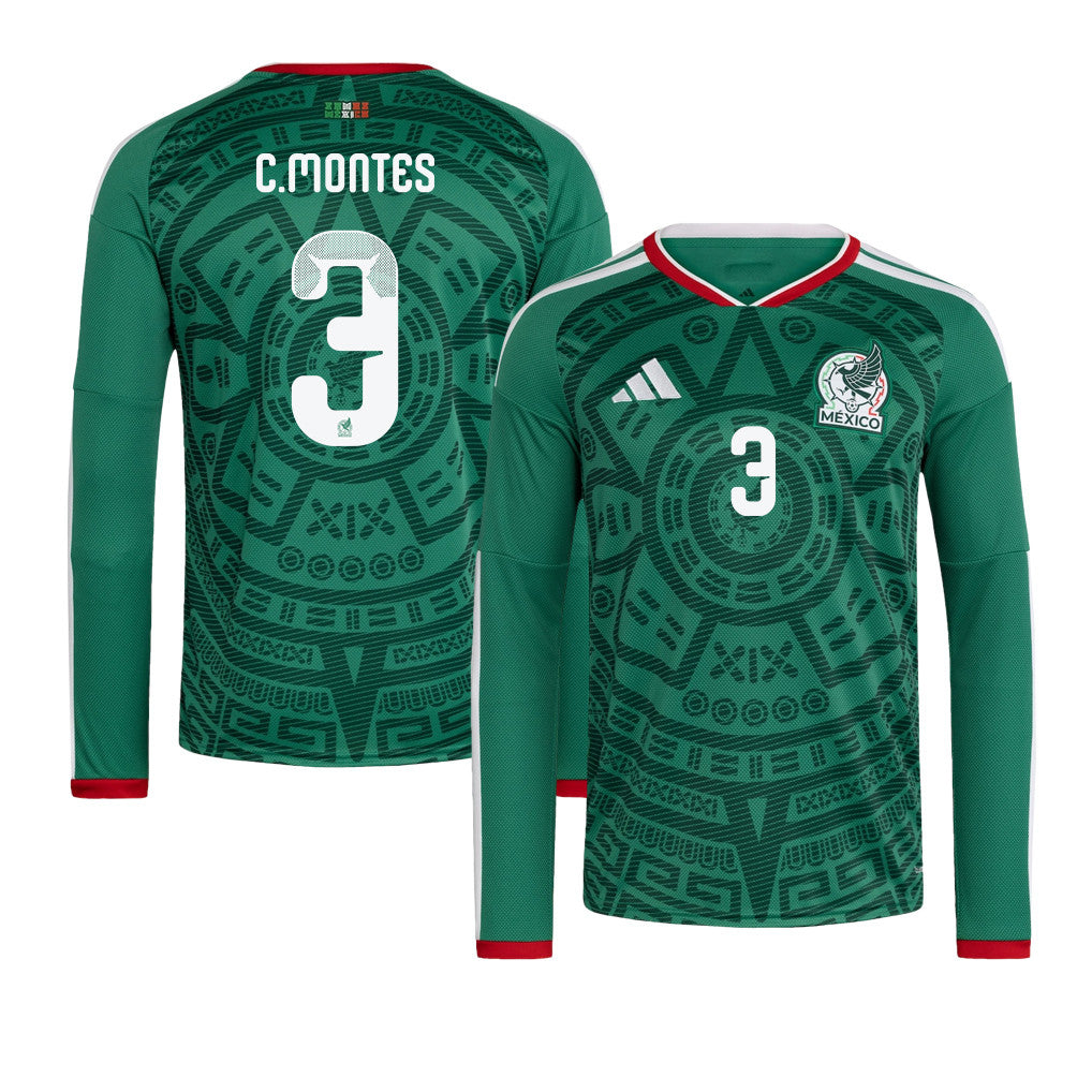 César Montes 3 Mexico National Team 2026 Home Long Sleeve Jersey - Green