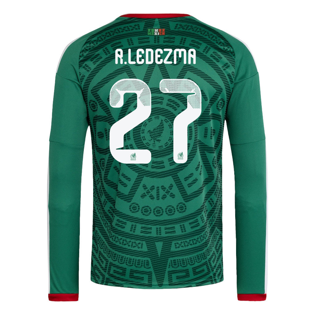 Richard Ledezma 27 Mexico National Team 2026 Home Long Sleeve Jersey - Green