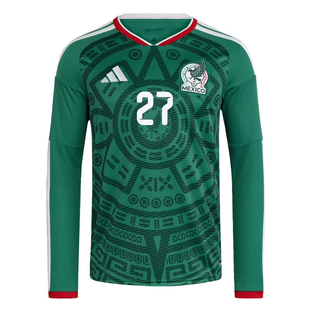 Richard Ledezma 27 Mexico National Team 2026 Home Long Sleeve Jersey - Green
