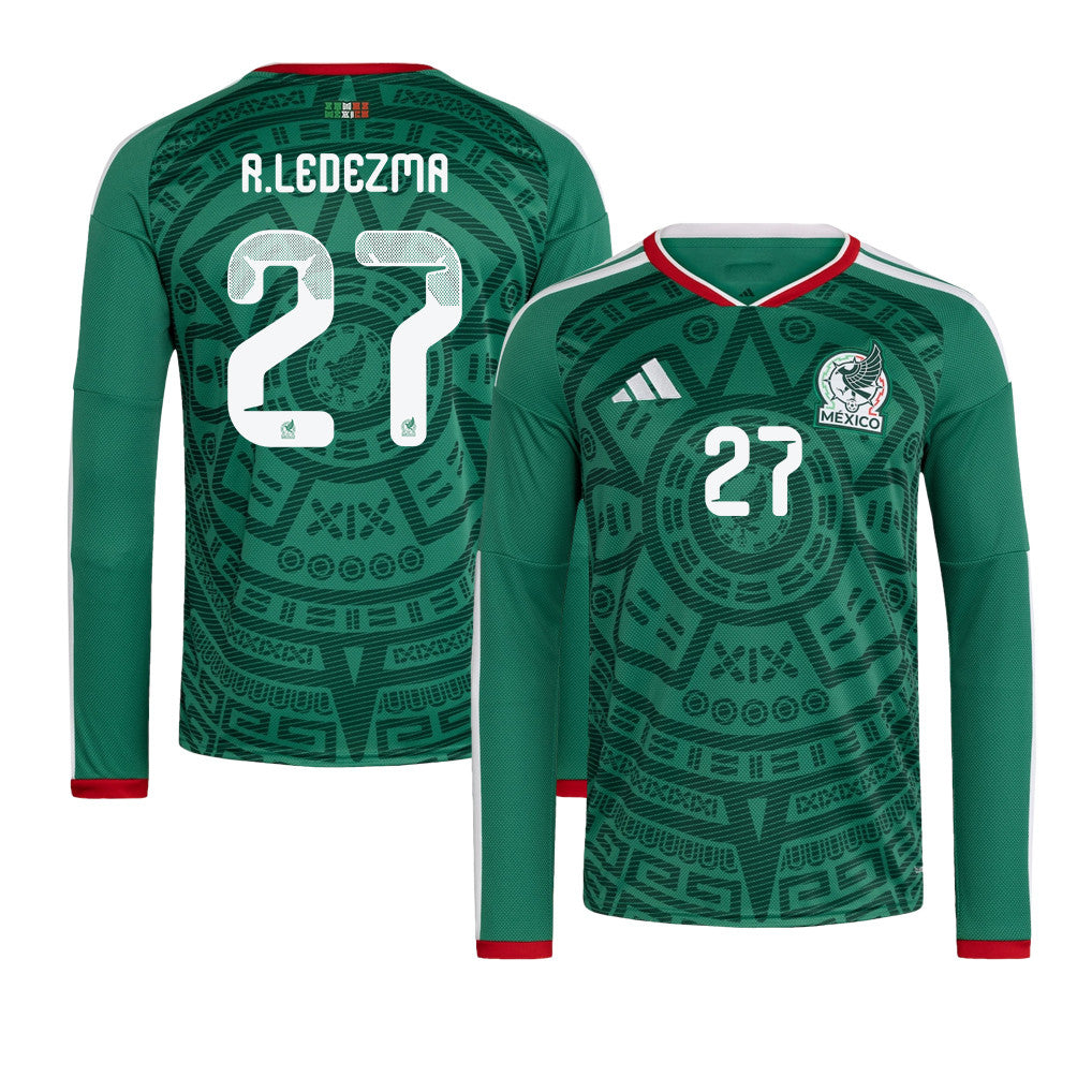 Richard Ledezma 27 Mexico National Team 2026 Home Long Sleeve Jersey - Green