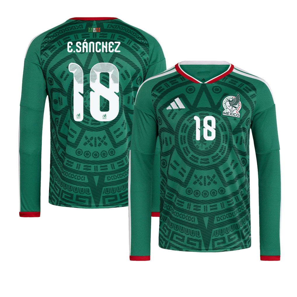 Érick Sánchez 18 Mexico National Team 2026 Home Long Sleeve Jersey - Green