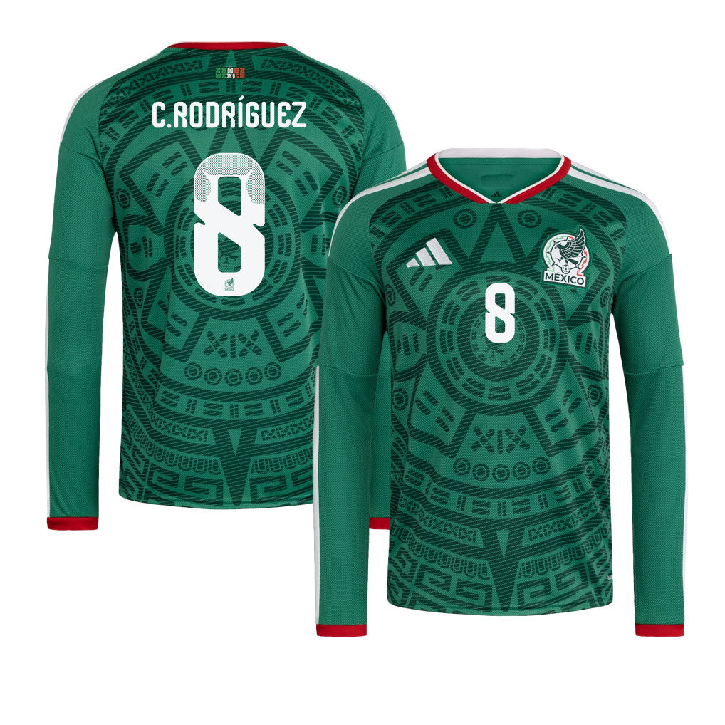 Carlos Rodríguez 8 Mexico National Team 2026 Home Long Sleeve Jersey - Green