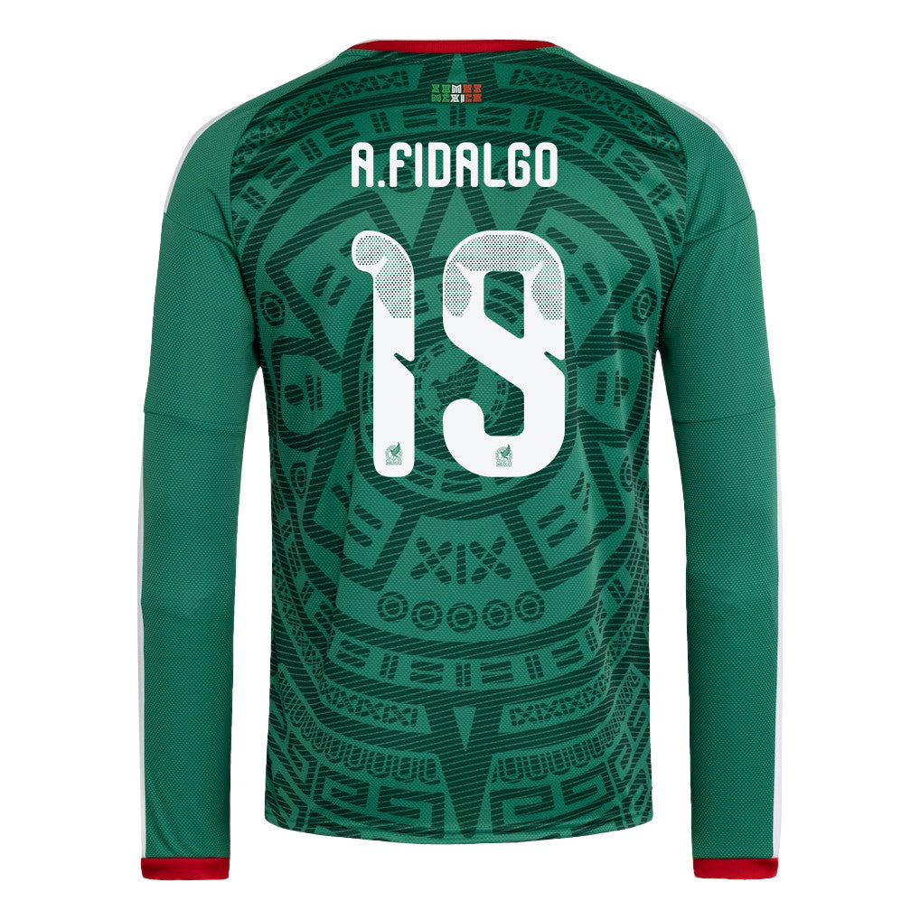 Álvaro Fidalgo 19 Mexico National Team 2026 Home Long Sleeve Jersey - Green