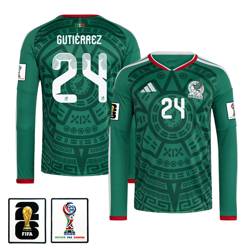Brian Gutiérrez 24 Mexico National Team 2026 Home Long Sleeve Jersey - Green