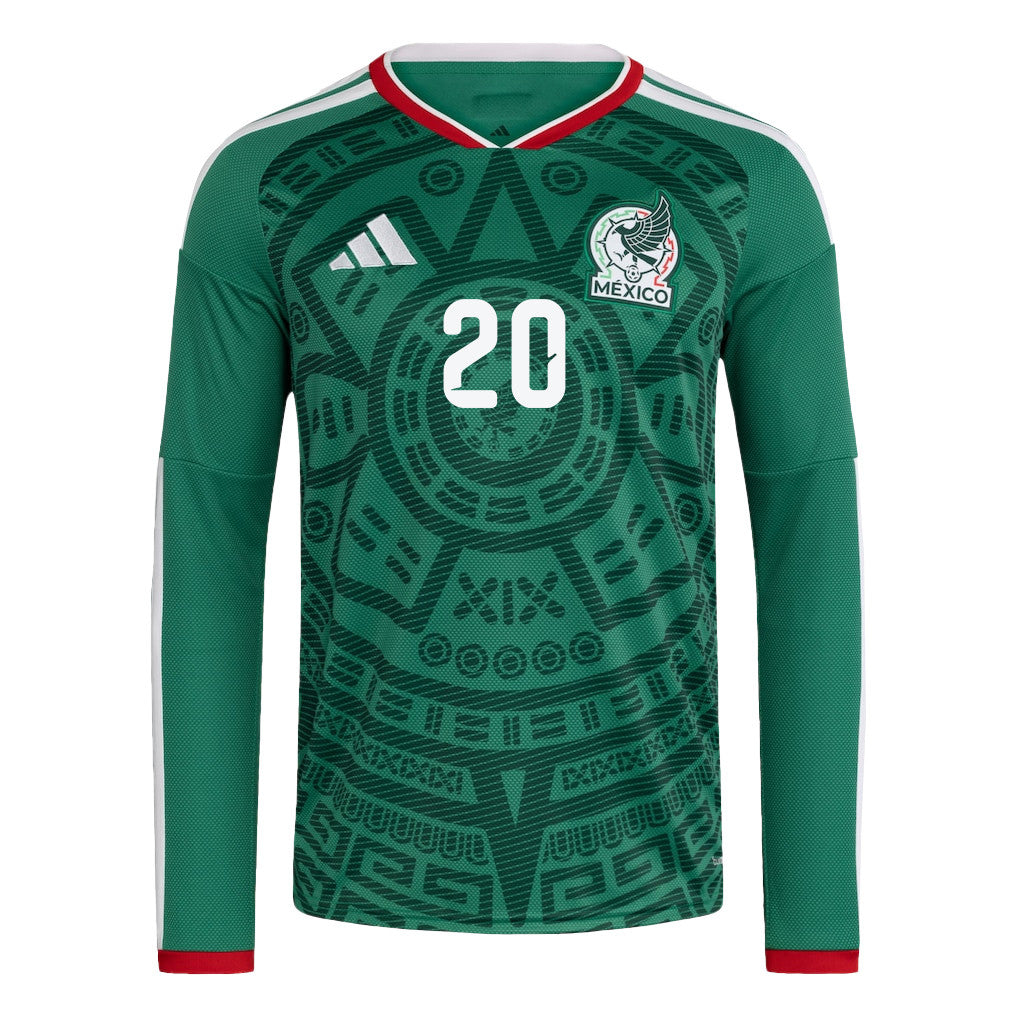 Henry Martín 20 Mexico National Team 2026 Home Long Sleeve Jersey - Green