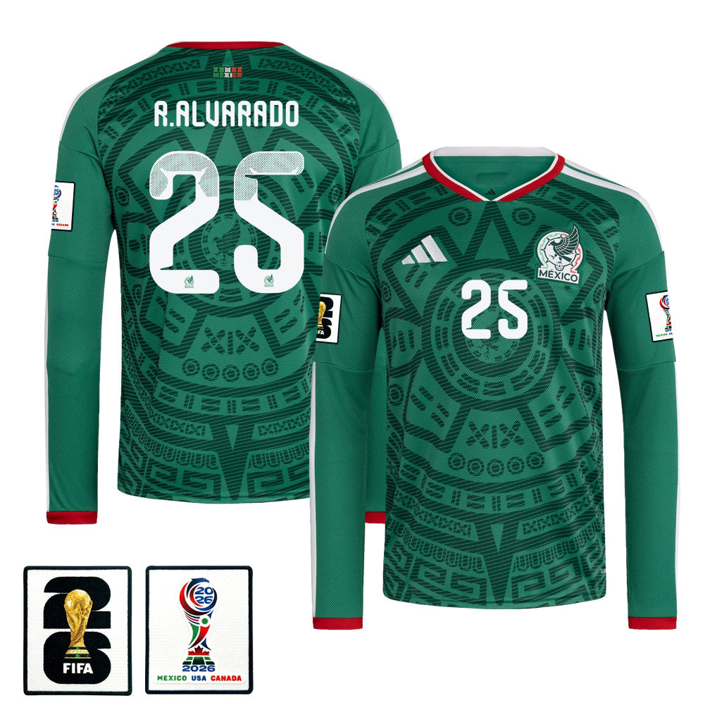 Roberto Alvarado 25 Mexico National Team 2026 Home Long Sleeve Jersey - Green