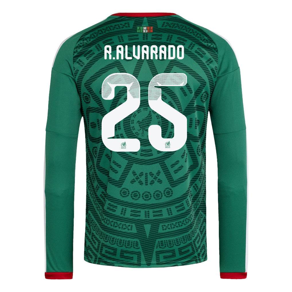 Roberto Alvarado 25 Mexico National Team 2026 Home Long Sleeve Jersey - Green