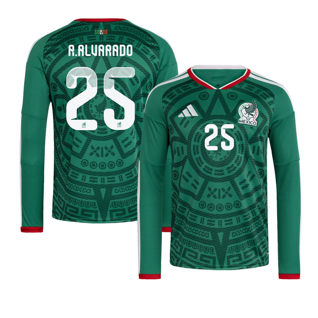 Roberto Alvarado 25 Mexico National Team 2026 Home Long Sleeve Jersey - Green