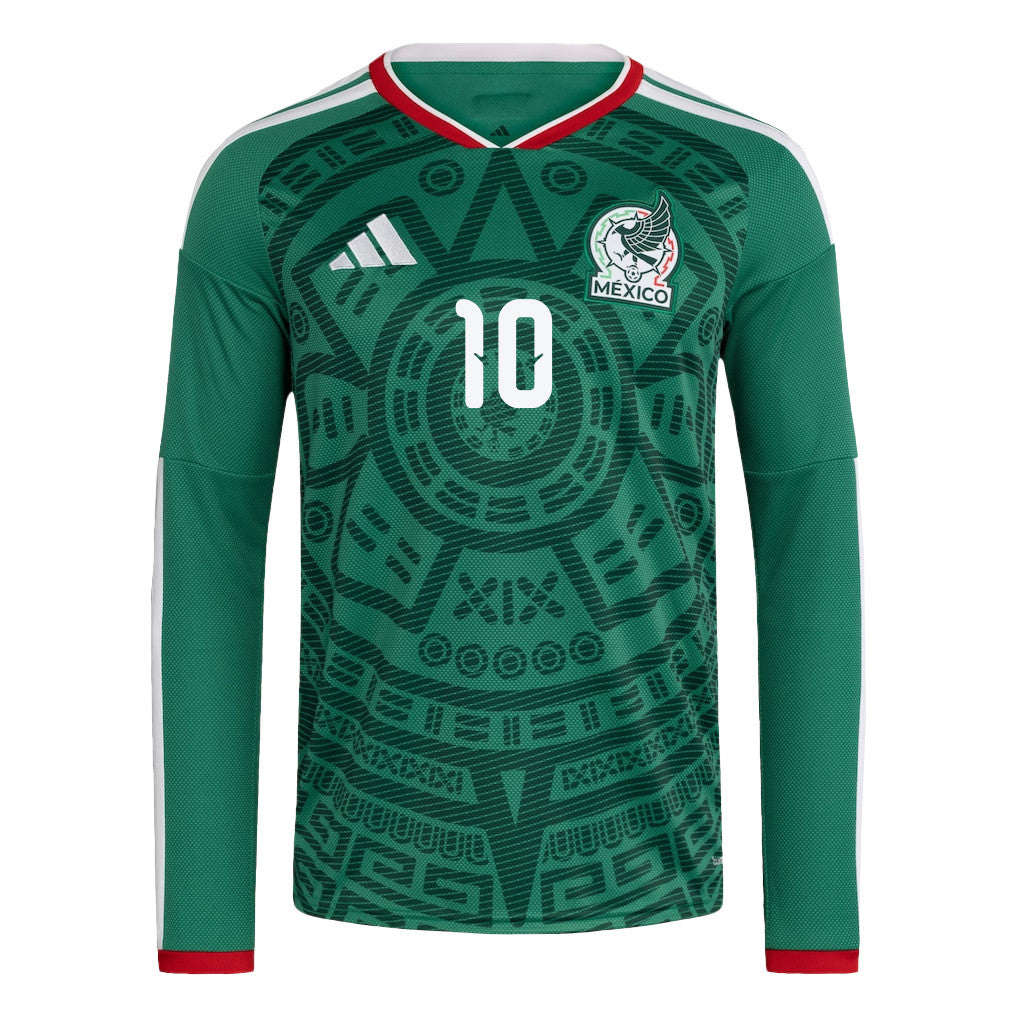 Alexis Vega 10 Mexico National Team 2026 Home Long Sleeve Jersey - Green