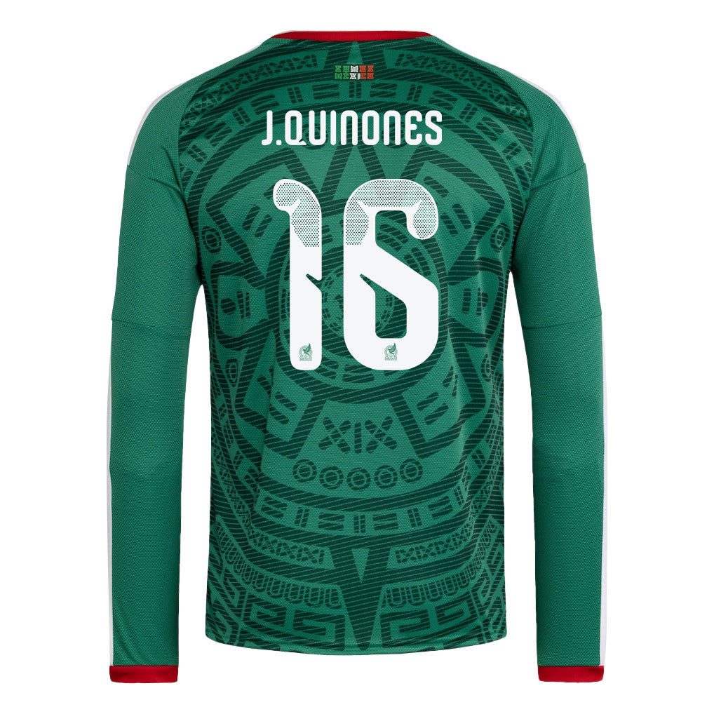 Julián Quiñones 16 Mexico National Team 2026 Home Long Sleeve Jersey - Green