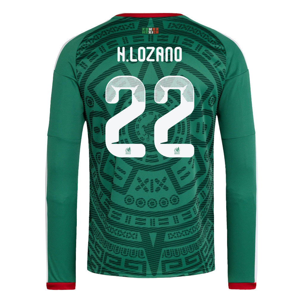 Hirving Lozano 22 Mexico National Team 2026 Home Long Sleeve Jersey - Green
