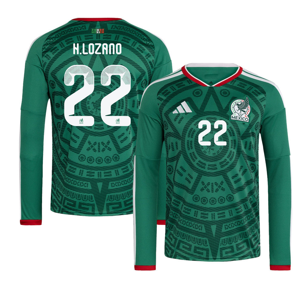 Hirving Lozano 22 Mexico National Team 2026 Home Long Sleeve Jersey - Green