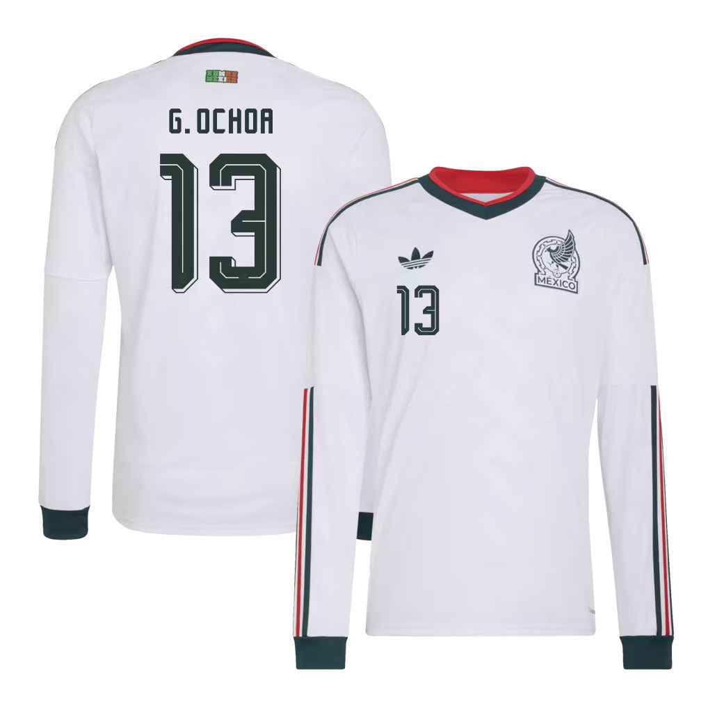 Guillermo Ochoa 13 Mexico National Team 2026 Away Long Sleeve Jersey - White