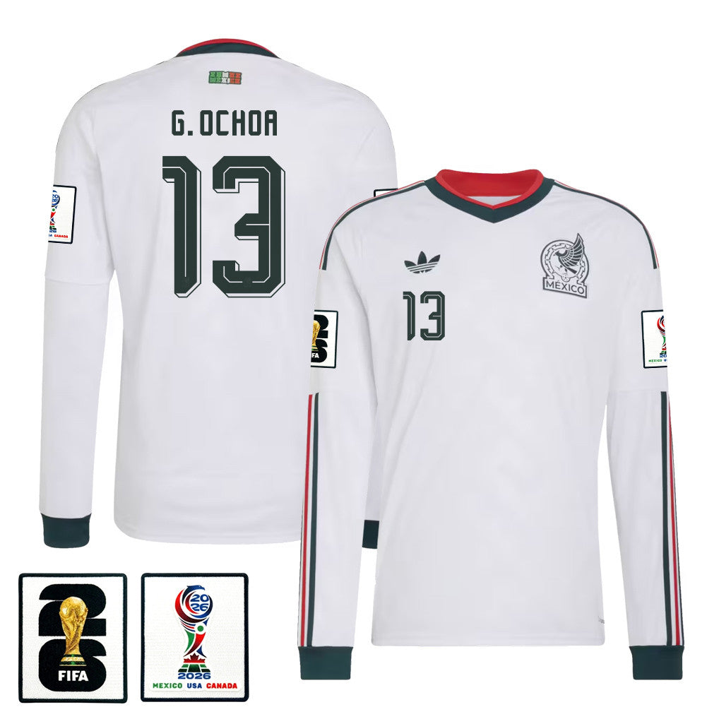 Guillermo Ochoa 13 Mexico National Team 2026 Away Long Sleeve Jersey - White