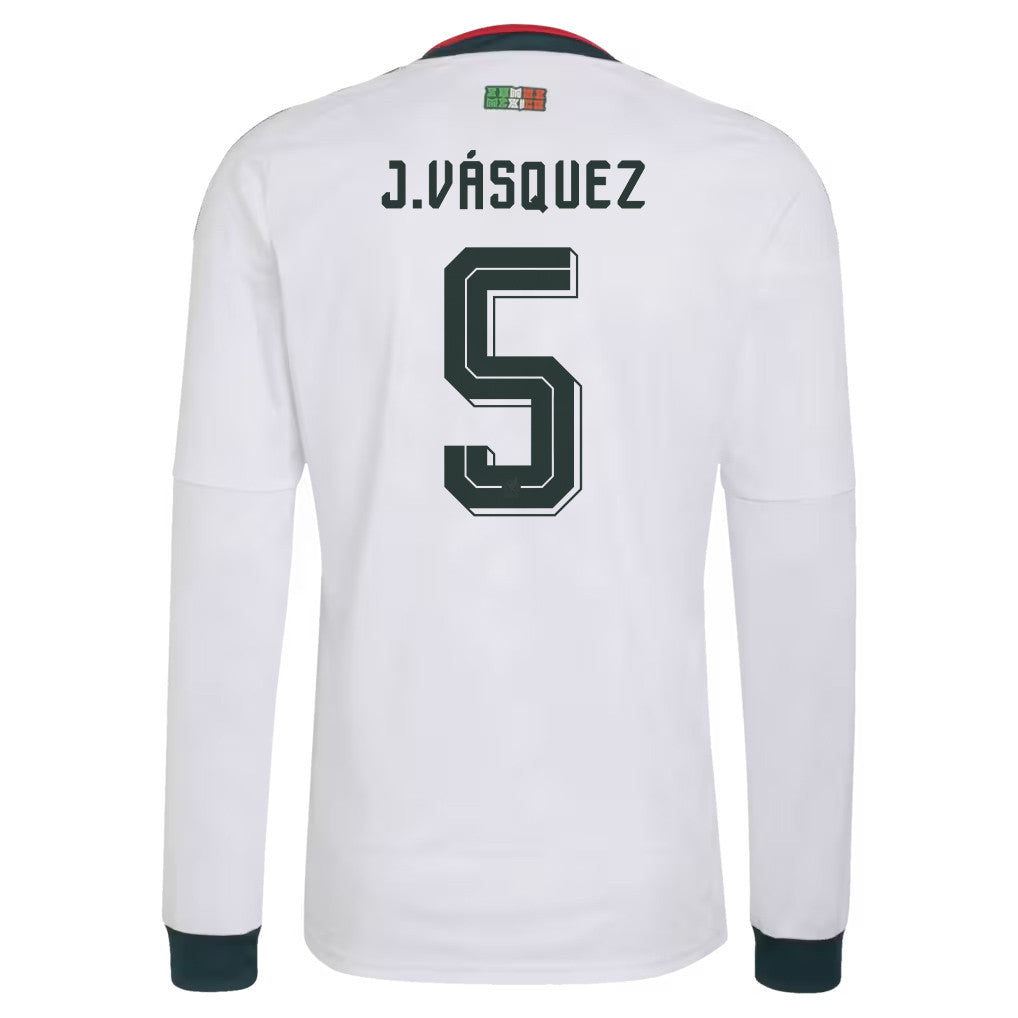 Johan Vásquez 5 Mexico National Team 2026 Away Long Sleeve Jersey - White
