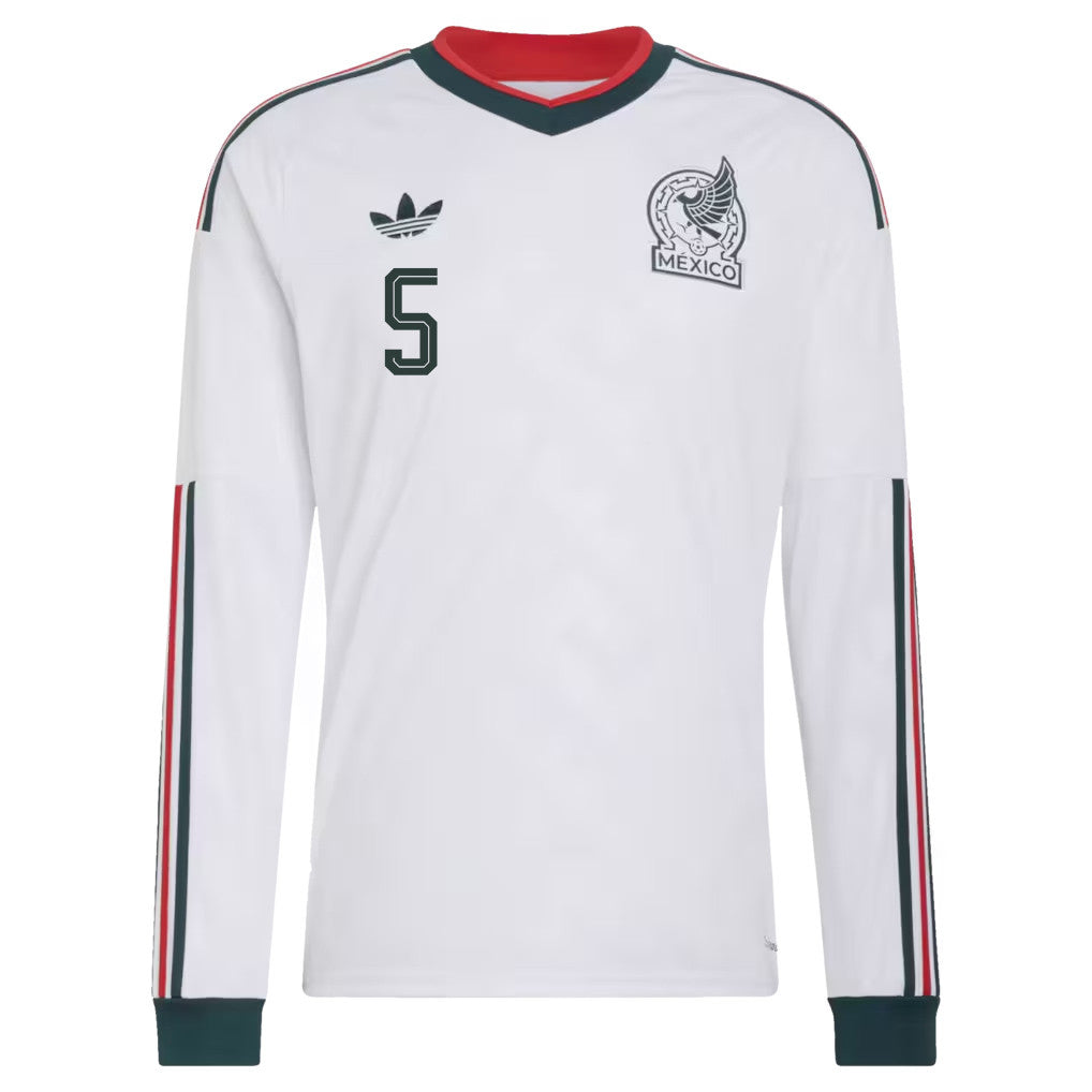 Johan Vásquez 5 Mexico National Team 2026 Away Long Sleeve Jersey - White