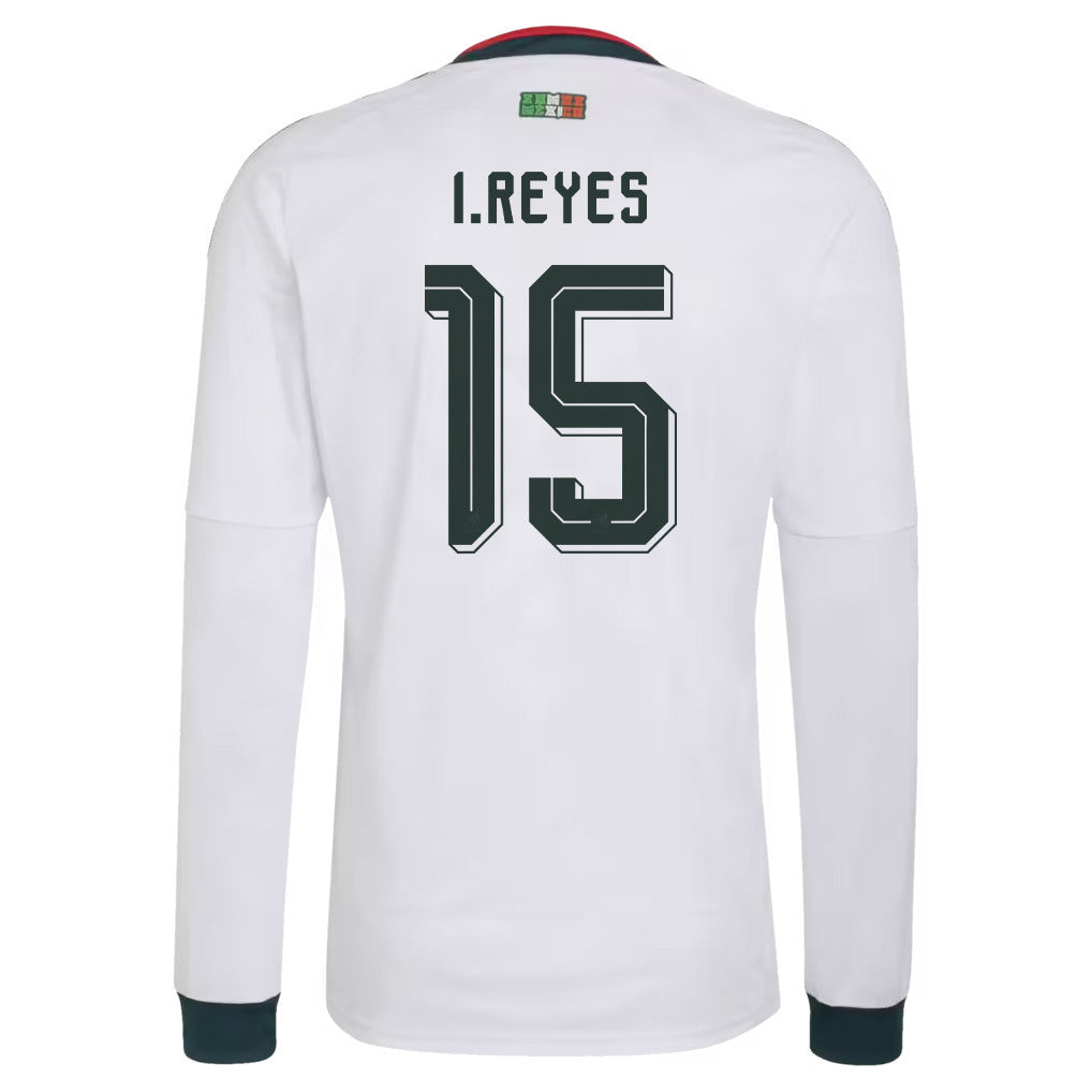 Israel Reyes 15 Mexico National Team 2026 Away Long Sleeve Jersey - White