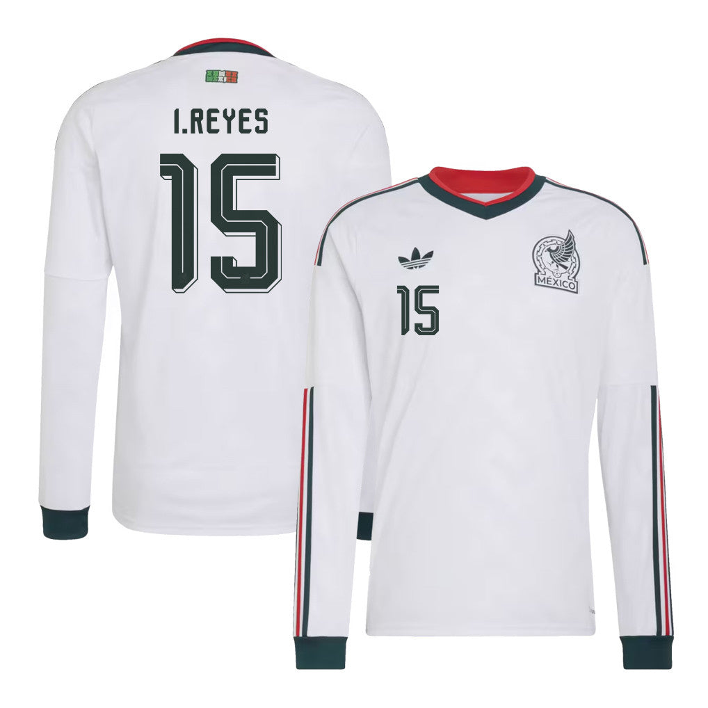 Israel Reyes 15 Mexico National Team 2026 Away Long Sleeve Jersey - White
