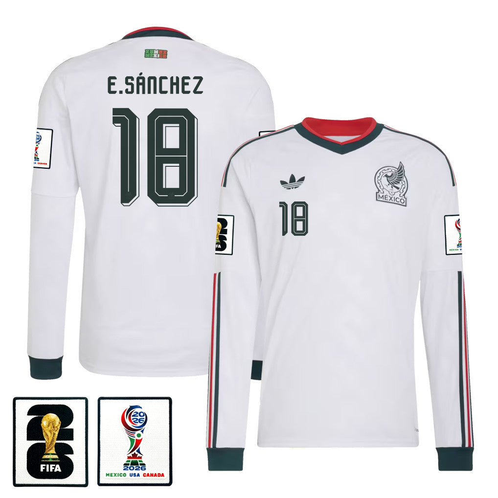 Érick Sánchez 18 Mexico National Team 2026 Away Long Sleeve Jersey - White