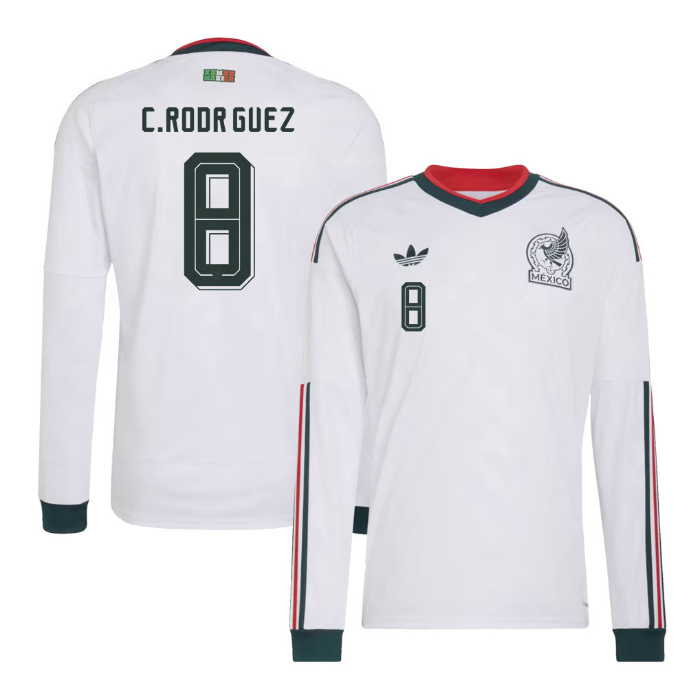Carlos Rodríguez 8 Mexico National Team 2026 Away Long Sleeve Jersey - White
