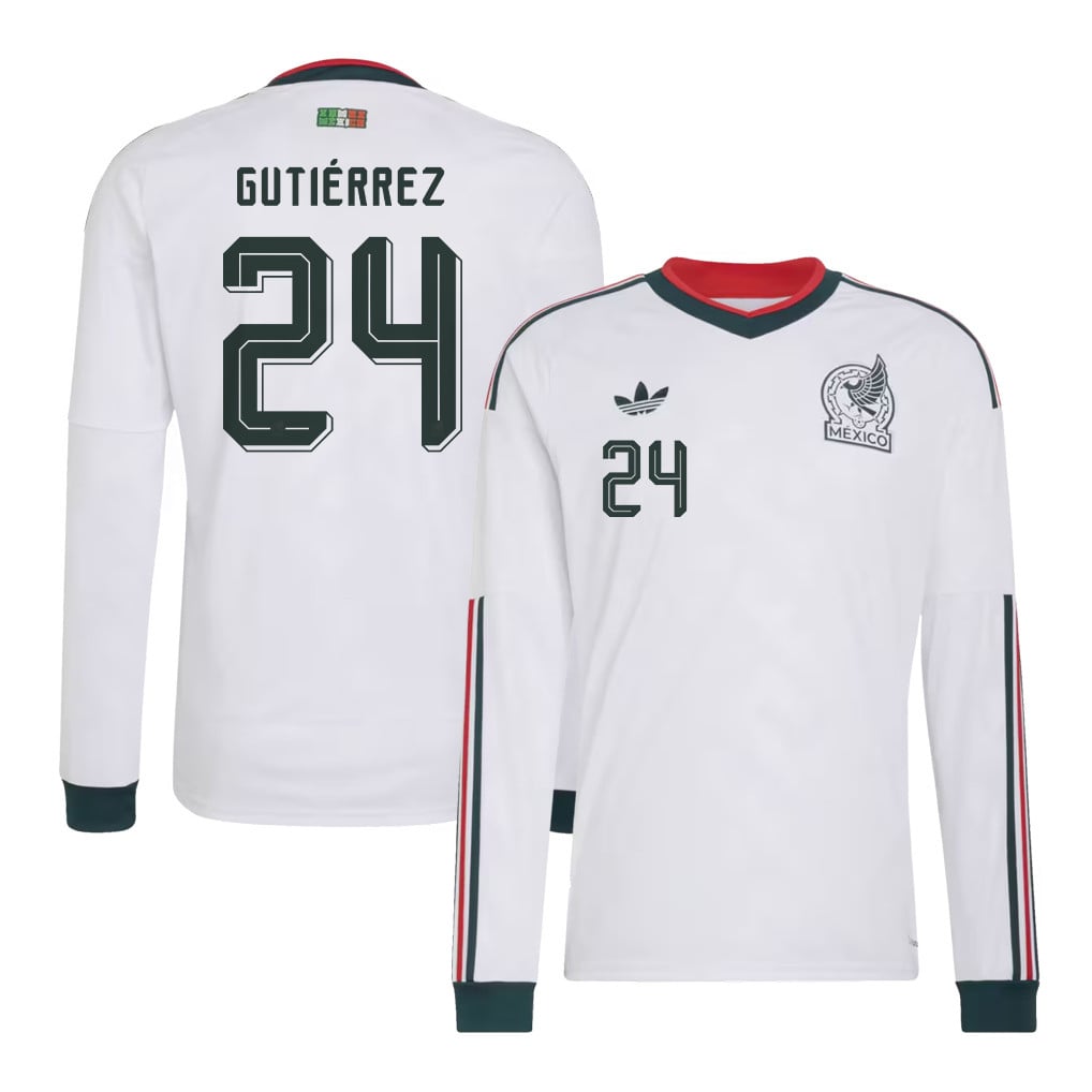 Brian Gutiérrez 24 Mexico National Team 2026 Away Long Sleeve Jersey - White