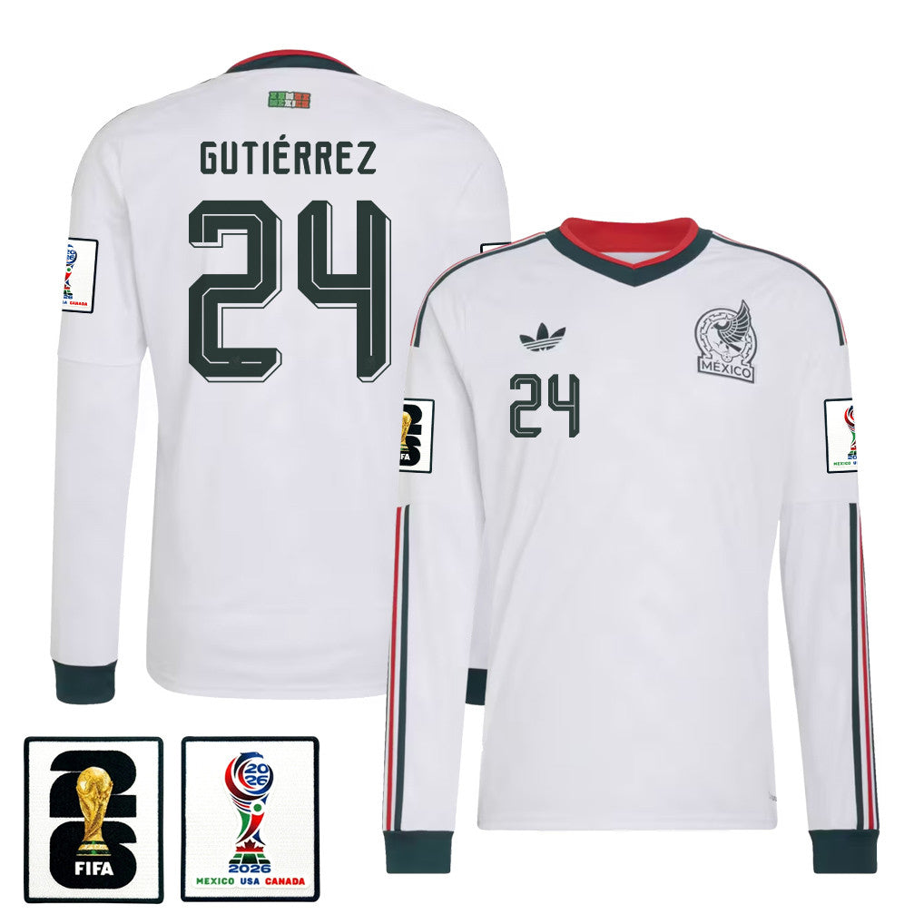 Brian Gutiérrez 24 Mexico National Team 2026 Away Long Sleeve Jersey - White