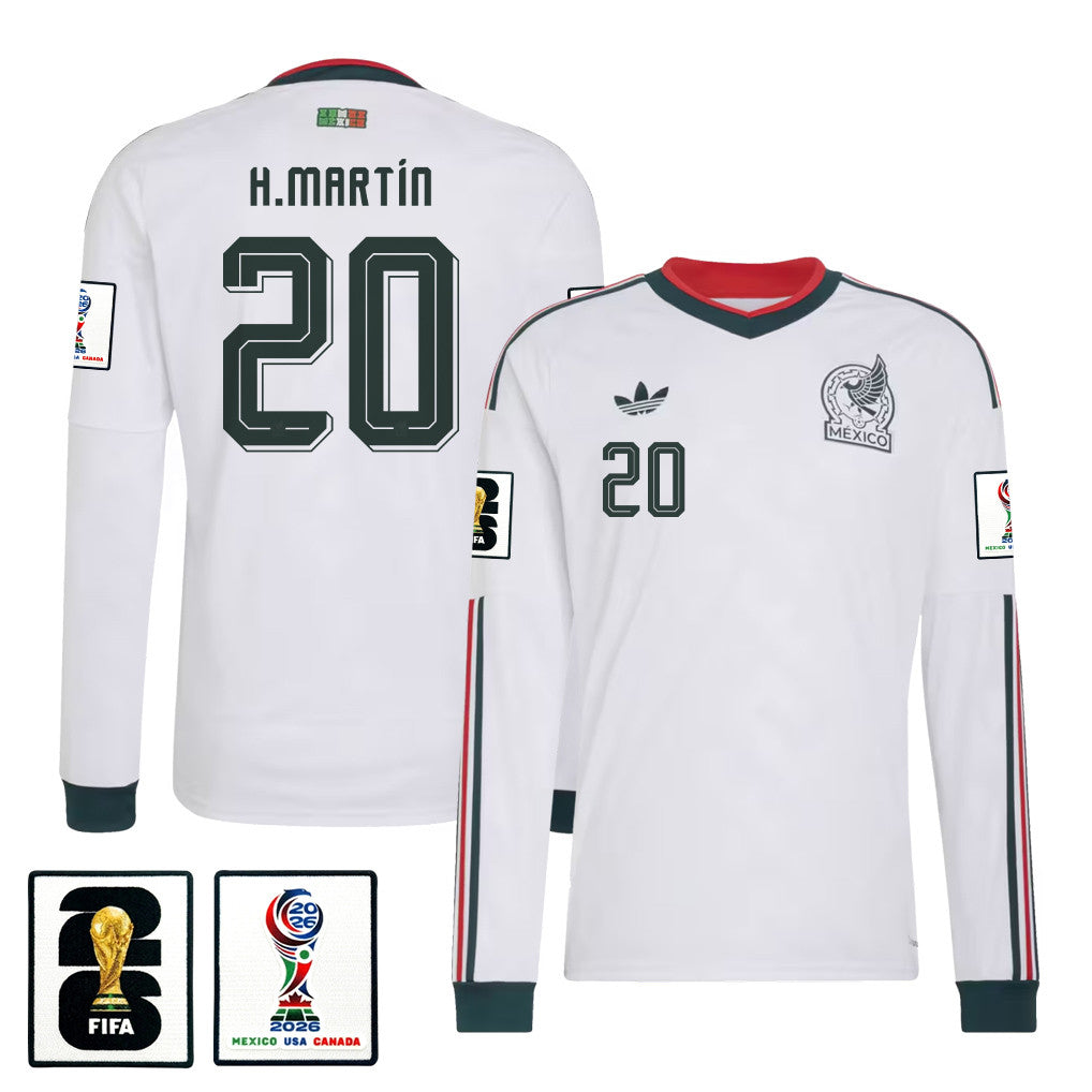 Henry Martín 20 Mexico National Team 2026 Away Long Sleeve Jersey - White