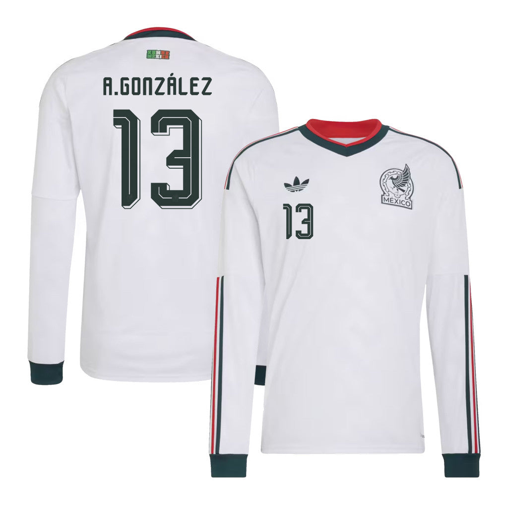 Armando González 13 Mexico National Team 2026 Away Long Sleeve Jersey - White