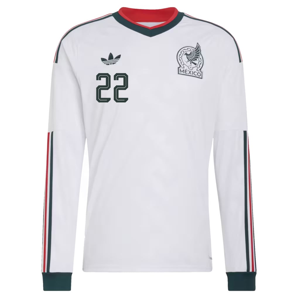 Hirving Lozano 22 Mexico National Team 2026 Away Long Sleeve Jersey - White