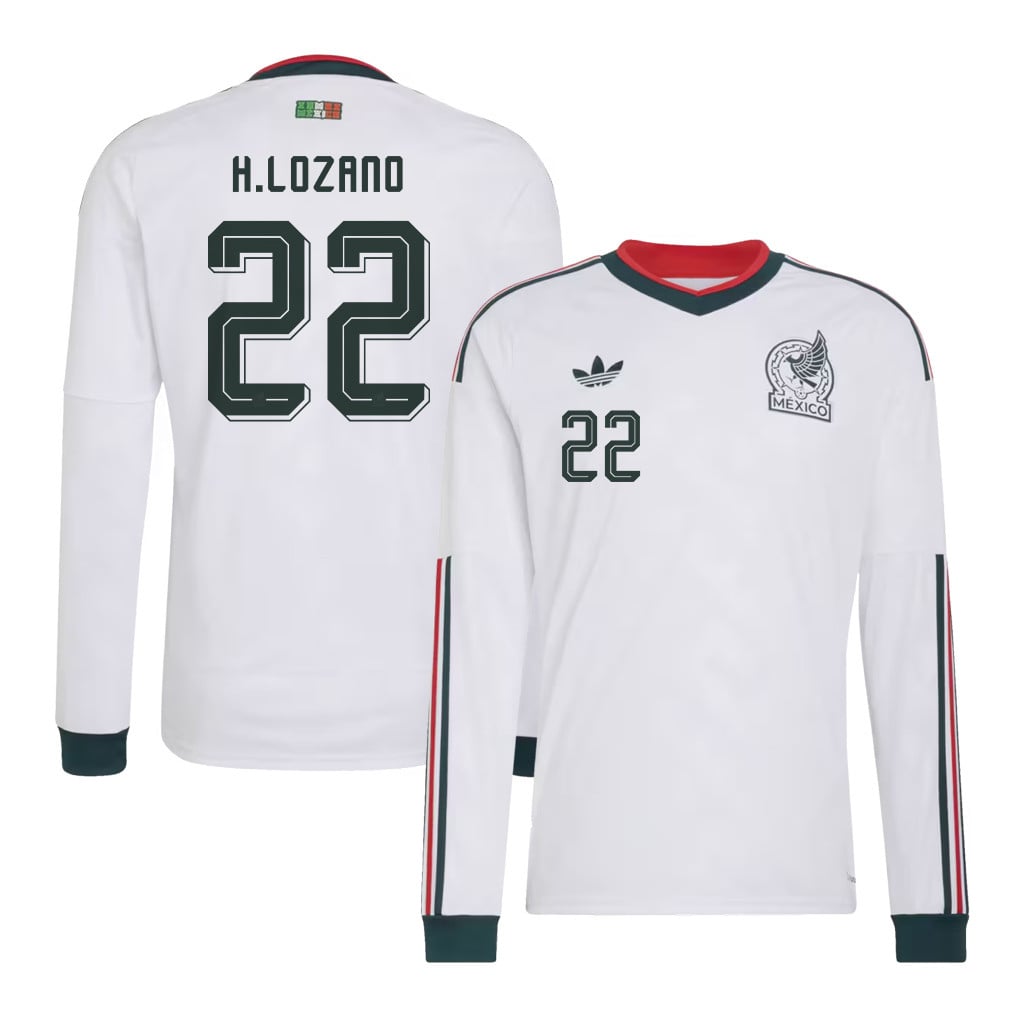 Hirving Lozano 22 Mexico National Team 2026 Away Long Sleeve Jersey - White