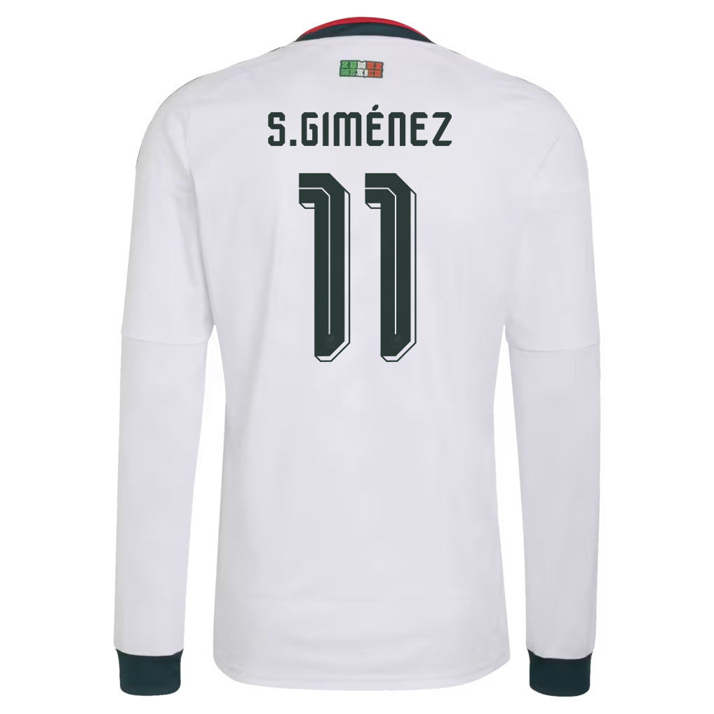 Santiago Giménez 11 Mexico National Team 2026 Away Long Sleeve Jersey - White