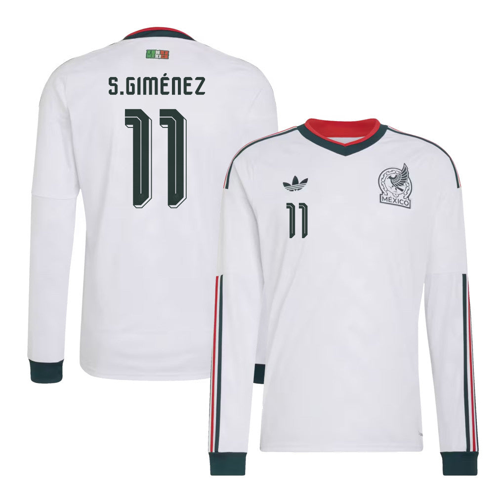 Santiago Giménez 11 Mexico National Team 2026 Away Long Sleeve Jersey - White