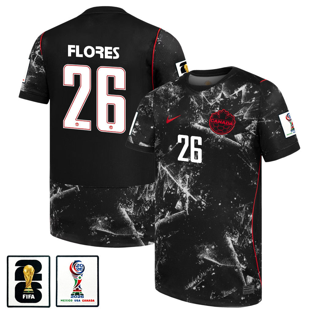 Marcelo Flores 26 Canada National Team 2026 x World Cup Patch Away Jersey - Black, Men