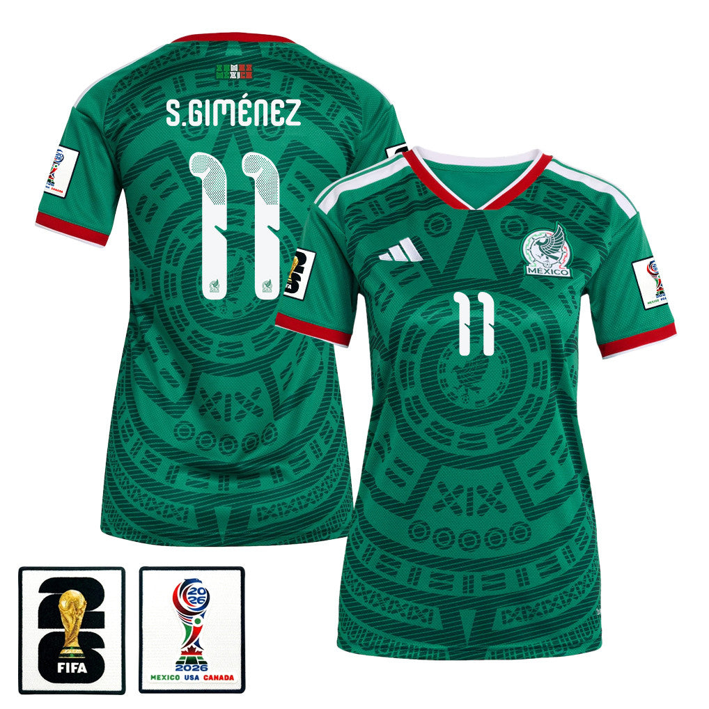 Santiago Giménez 11 Women's Mexico National Team 2026 Home Jersey - Green