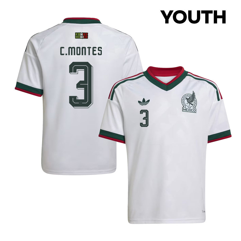 César Montes 3 Youth Mexico National Team 2026 Away Jersey - White